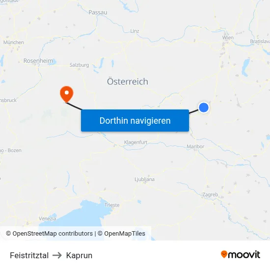 Feistritztal to Kaprun map