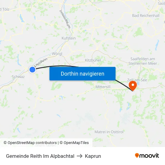 Gemeinde Reith Im Alpbachtal to Kaprun map