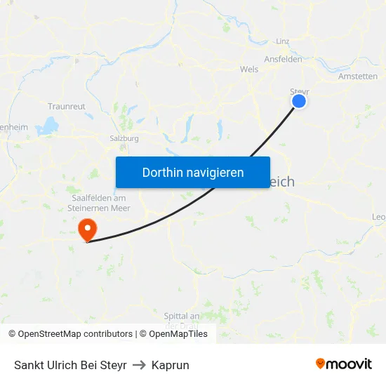 Sankt Ulrich Bei Steyr to Kaprun map