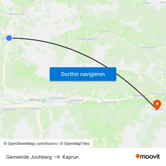 Gemeinde Jochberg to Kaprun map