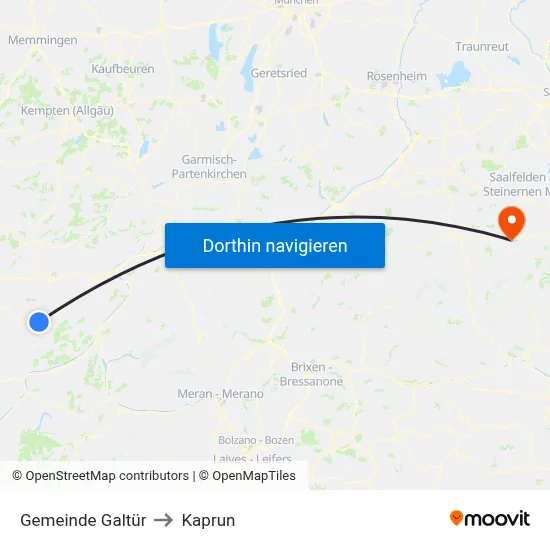 Gemeinde Galtür to Kaprun map