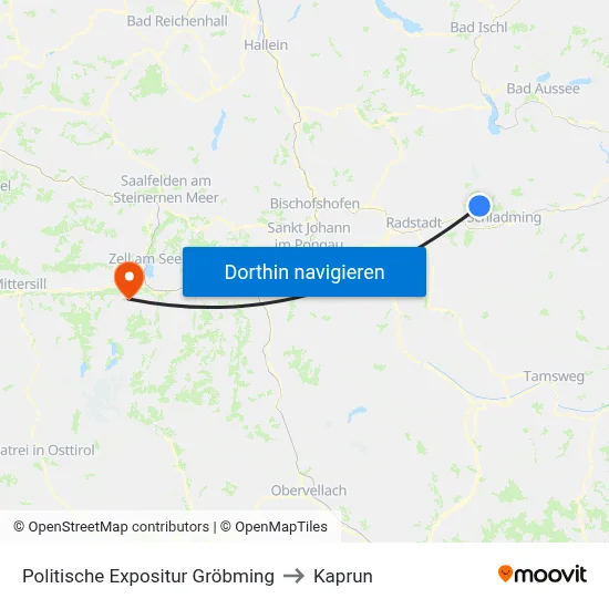 Politische Expositur Gröbming to Kaprun map