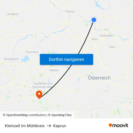 Kleinzell Im Mühlkreis to Kaprun map