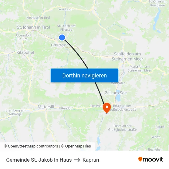 Gemeinde St. Jakob In Haus to Kaprun map