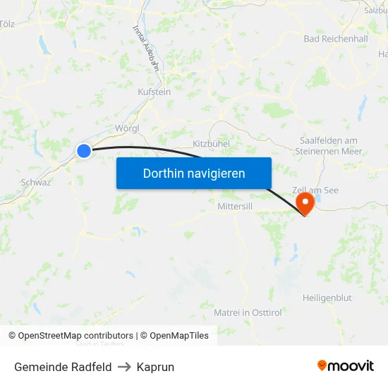 Gemeinde Radfeld to Kaprun map