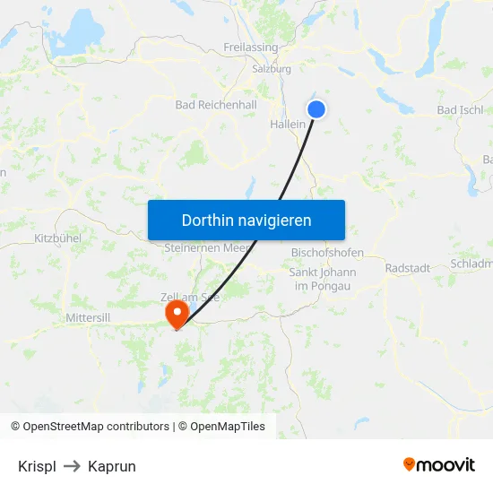 Krispl to Kaprun map