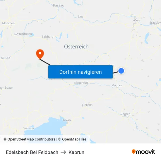 Edelsbach Bei Feldbach to Kaprun map