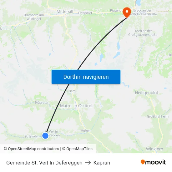 Gemeinde St. Veit In Defereggen to Kaprun map
