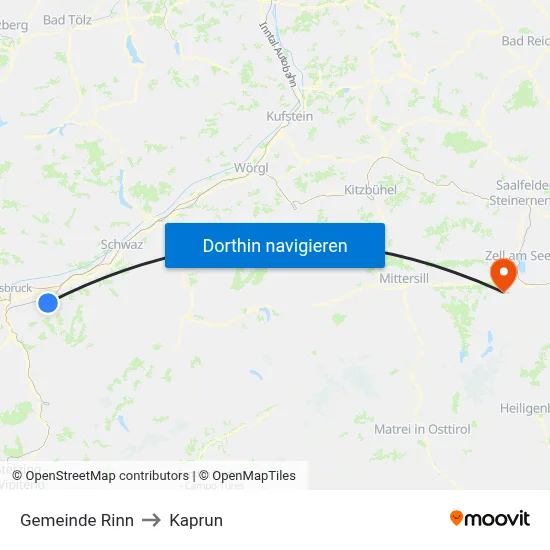 Gemeinde Rinn to Kaprun map