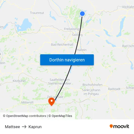 Mattsee to Kaprun map