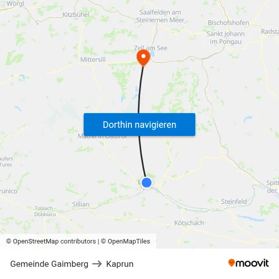 Gemeinde Gaimberg to Kaprun map