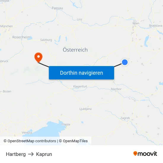 Hartberg to Kaprun map