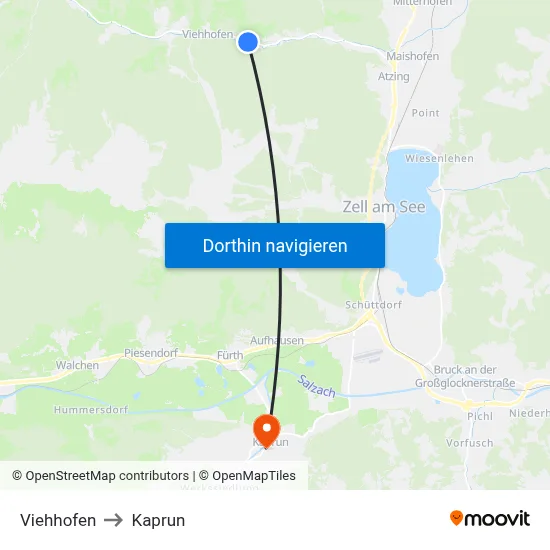 Viehhofen to Kaprun map
