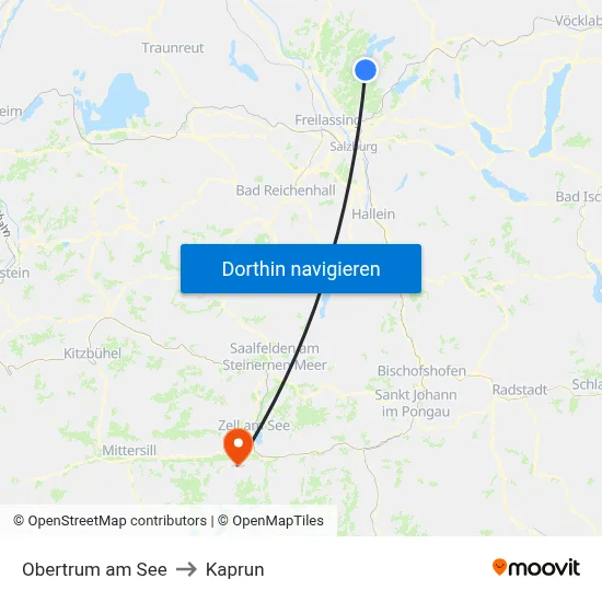 Obertrum am See to Kaprun map