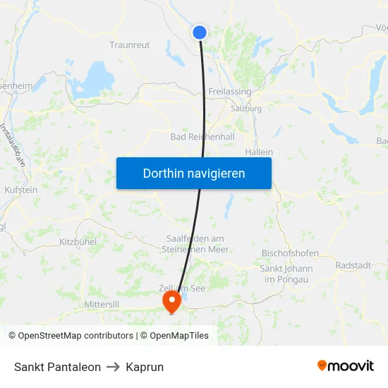 Sankt Pantaleon to Kaprun map