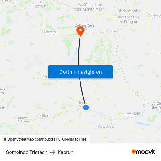 Gemeinde Tristach to Kaprun map