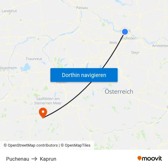 Puchenau to Kaprun map