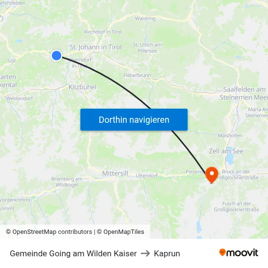 Gemeinde Going am Wilden Kaiser to Kaprun map
