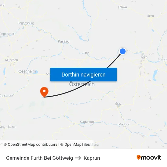 Gemeinde Furth Bei Göttweig to Kaprun map