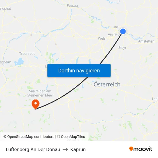 Luftenberg An Der Donau to Kaprun map