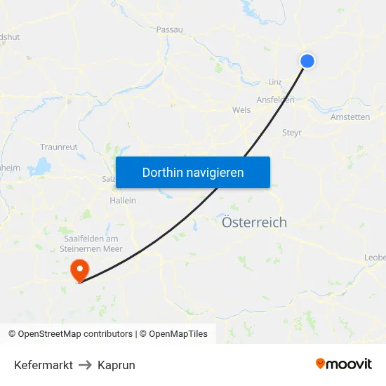 Kefermarkt to Kaprun map