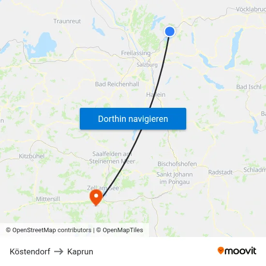 Köstendorf to Kaprun map