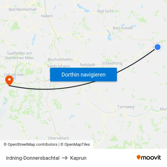 Irdning-Donnersbachtal to Kaprun map