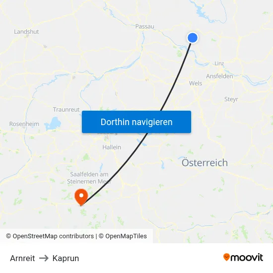 Arnreit to Kaprun map