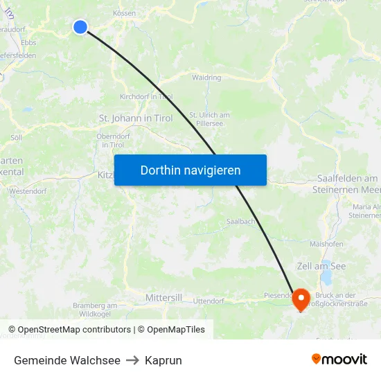 Gemeinde Walchsee to Kaprun map