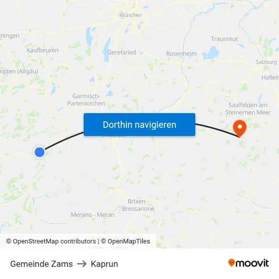 Gemeinde Zams to Kaprun map