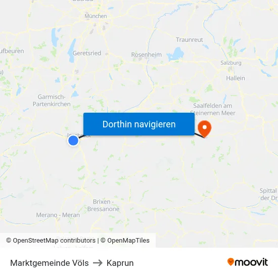 Marktgemeinde Völs to Kaprun map