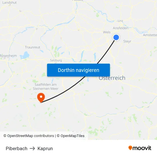 Piberbach to Kaprun map