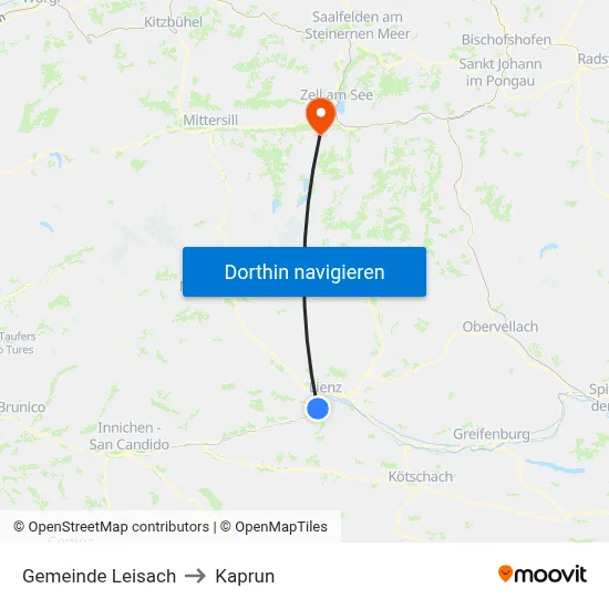 Gemeinde Leisach to Kaprun map