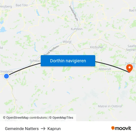 Gemeinde Natters to Kaprun map