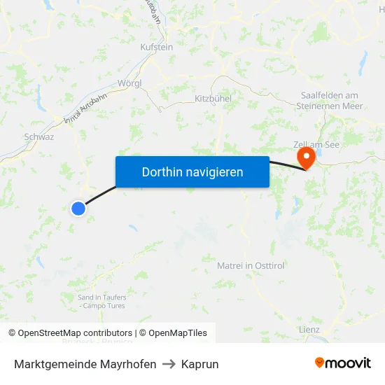 Marktgemeinde Mayrhofen to Kaprun map