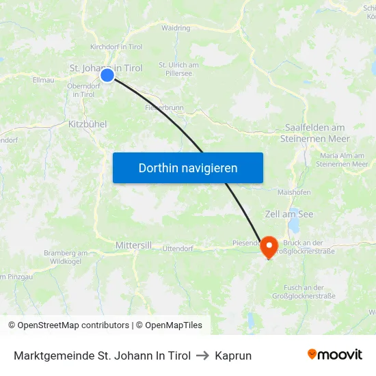 Marktgemeinde St. Johann In Tirol to Kaprun map