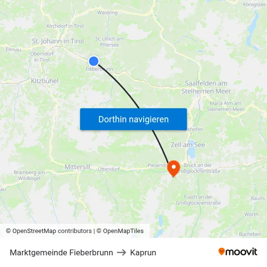 Marktgemeinde Fieberbrunn to Kaprun map