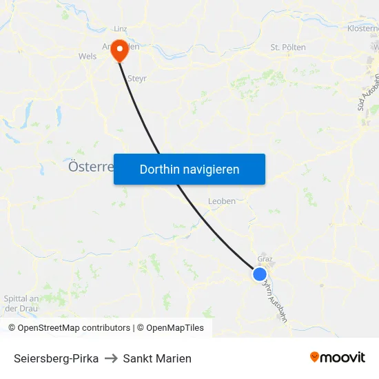 Seiersberg-Pirka to Sankt Marien map