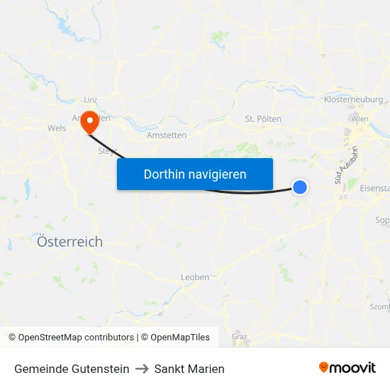 Gemeinde Gutenstein to Sankt Marien map