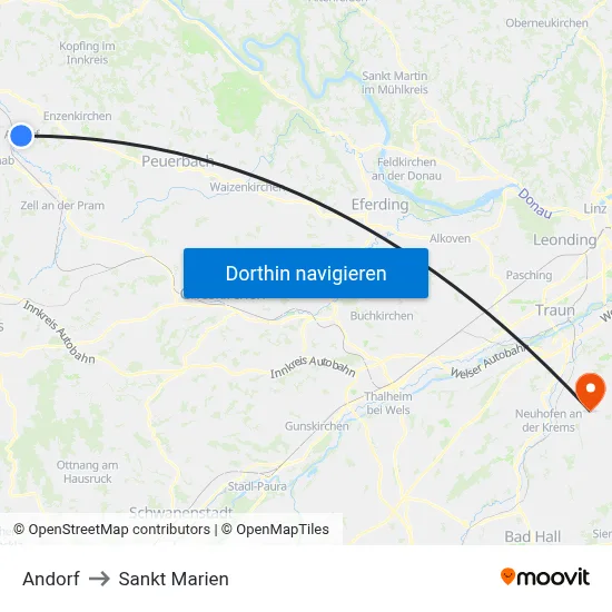 Andorf to Sankt Marien map