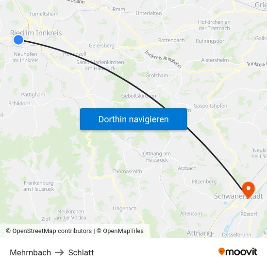 Mehrnbach to Schlatt map