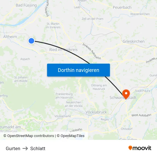 Gurten to Schlatt map