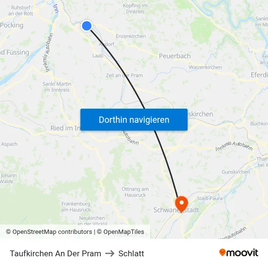 Taufkirchen An Der Pram to Schlatt map