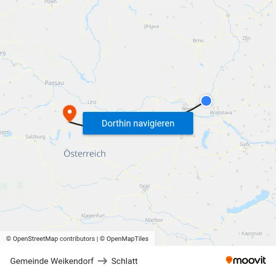 Gemeinde Weikendorf to Schlatt map