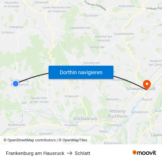 Frankenburg am Hausruck to Schlatt map