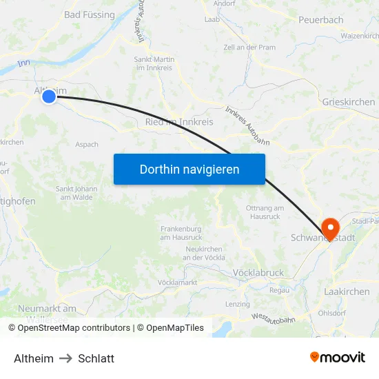 Altheim to Schlatt map