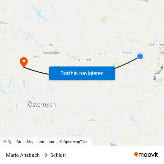 Maria Anzbach to Schlatt map