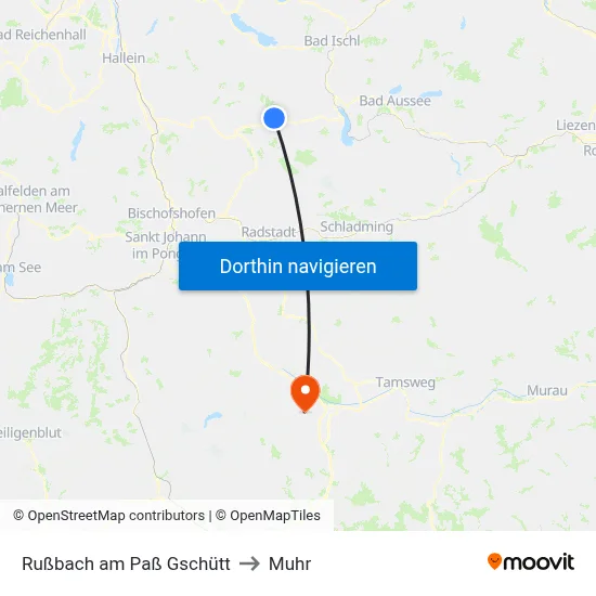Rußbach am Paß Gschütt to Muhr map