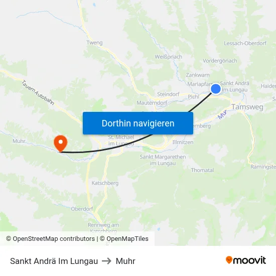 Sankt Andrä Im Lungau to Muhr map
