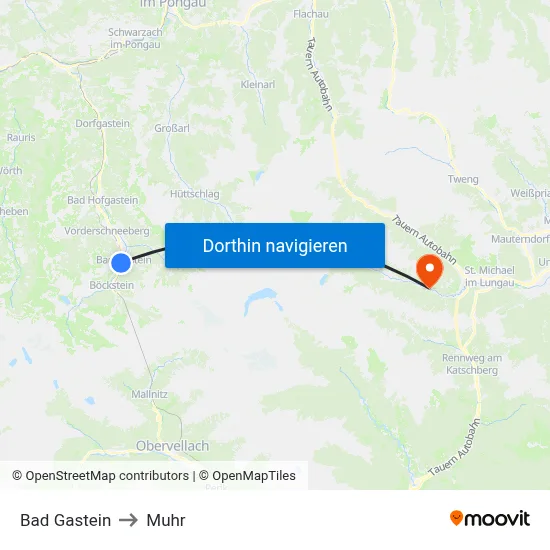 Bad Gastein to Muhr map